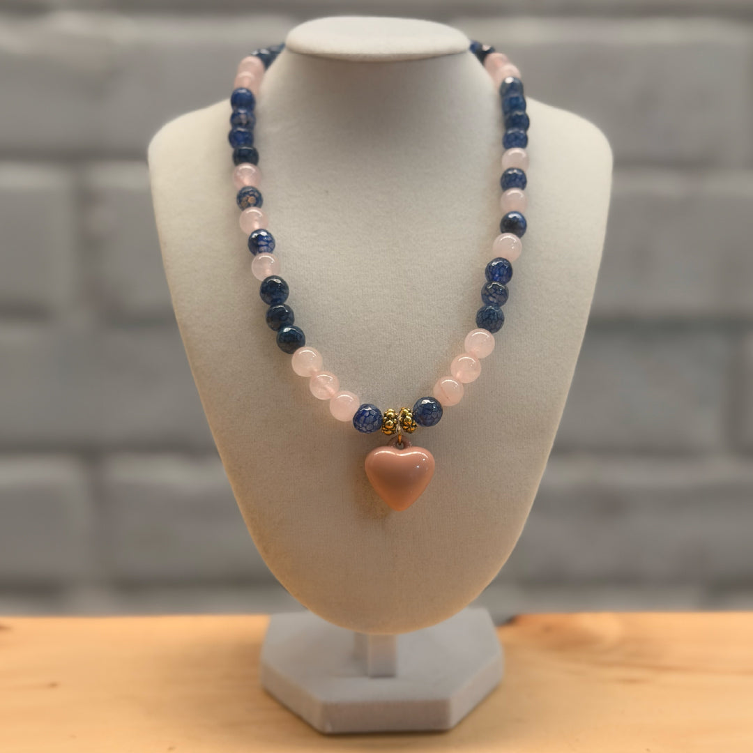 Agatha Pink Heart Necklace