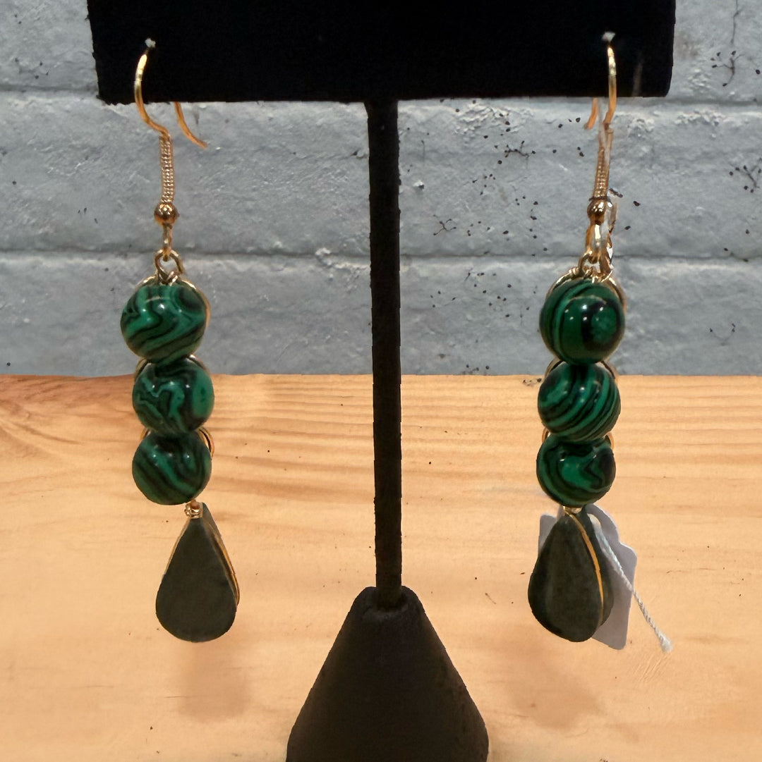 Malaquita / Jade Spiral Earrings